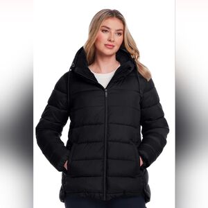 Weatherproof Women's Medium Black HOODED PUFFER WITH COZY PILE